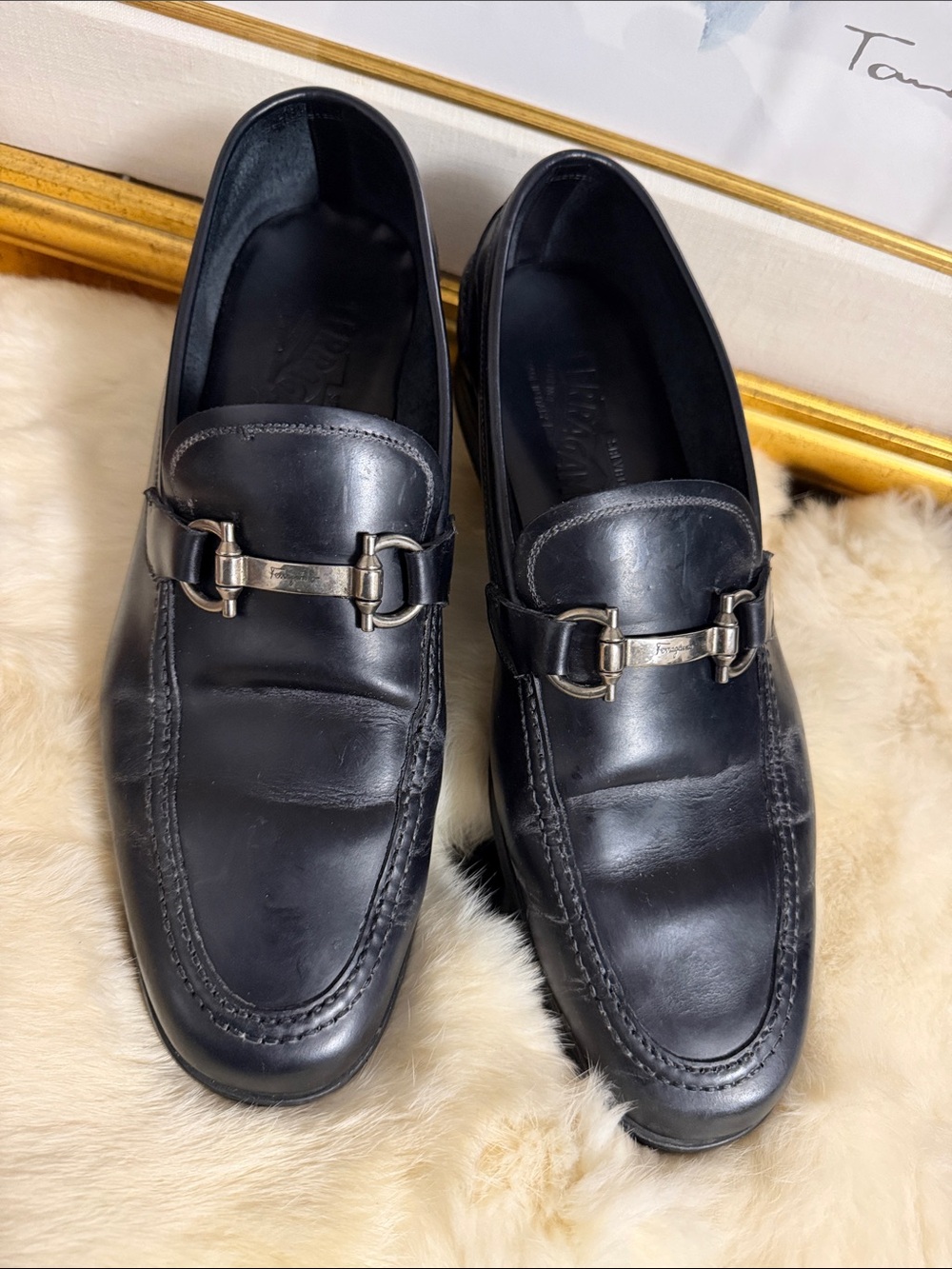 Salvatore Ferragamo Black Leather Horsebit Loafers